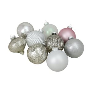 Northlight 3-Finish Christmas Ball and Onion Ornaments - 3.75-in - Silver - 9 Piece