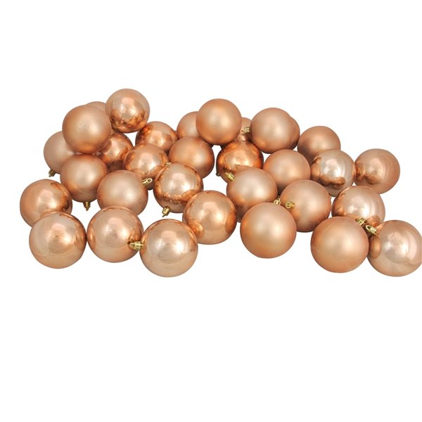 Northlight Shatterproof 2-Finish Christmas Ball Ornaments - 3.25-in - Copper Brown - 32-Piece