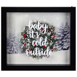 Northlight 14-in Black Framed 3D "Baby It's Cold Outside" Christmas LED Decor Box Wall Art