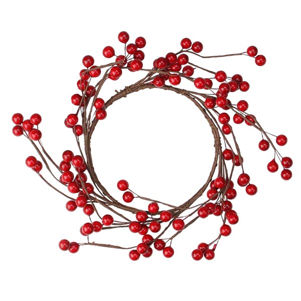 Northlight Shiny Berries Artificial Christmas Candle Holder Ring - 9-in - Red