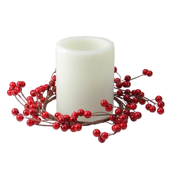Northlight Shiny Berries Artificial Christmas Candle Holder Ring - 9-in - Red