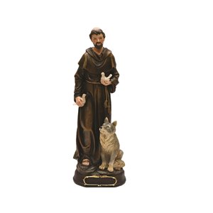 Northlight Bronze 12-in St. Anthony of Prague with Wolf and Dove Tabletop Decoration