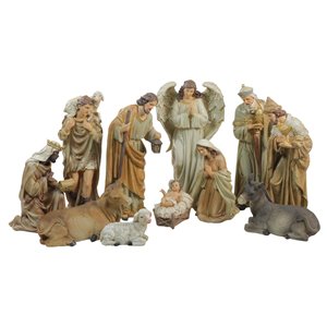 Northlight 11-Piece Brown Tones 12-in Christmas Nativity Figurine Set