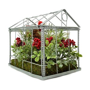 Northlight Green and Red 9-in Cardinal Boxwood Artificial Greenhouse Arrangement