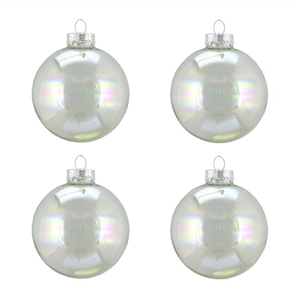 Northlight Iridescent Shiny Glass Ball Christmas Ornaments - 3-in - Clear - 4 Piece