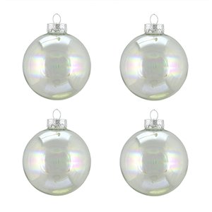 Northlight Iridescent Shiny Glass Ball Christmas Ornaments - 3-in - Clear - 4 Piece