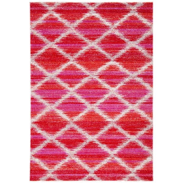 Safavieh Montage Rectangular Area Rug - Machine-Made - 7.5-ft x 5.1-ft - Fuchsia, Red and Ivory