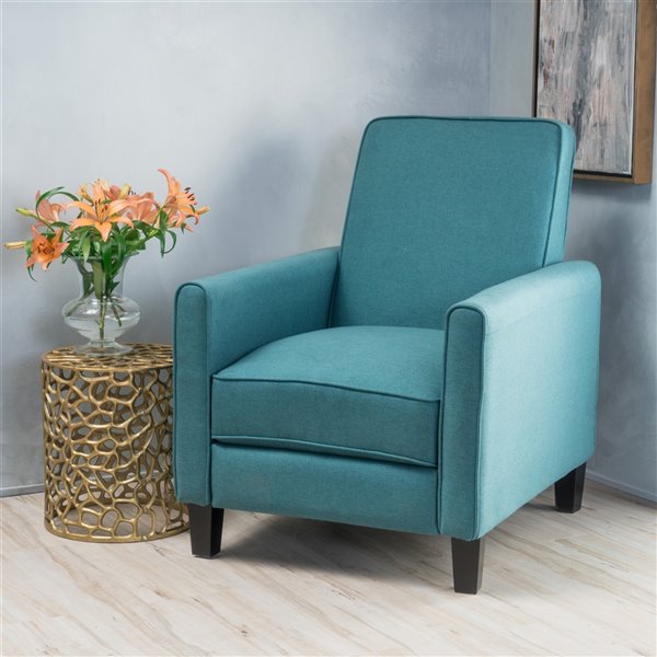Best Selling Home Decor Darvis Fabric Non-Swivel Recliner Club Chair, Dark Teal