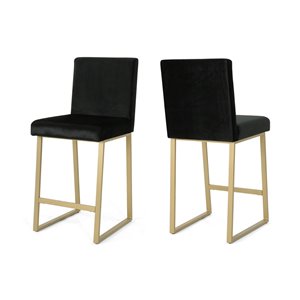 Best Selling Home DecorT oucanet Modern Velvet Barstools, Black and Brass (Tall: 36-in and up) Set of 2