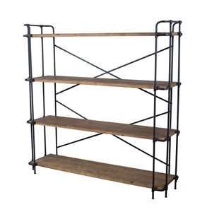 Best Selling Home Decor Yorktown Antique Brown, Blue and Black Metal 4-Shelf Standard Bookcase