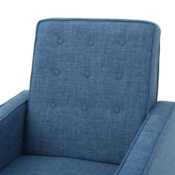 Best Selling Home Decor Mervynn Mid Century Modern Muted Fabric Non-Swivel Recliner, Blue
