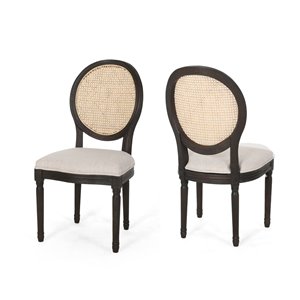 Best Selling Home Decor Govan Wooden Dining Chairs with Cushions, Beige, Natural, and Black (Set of 2),