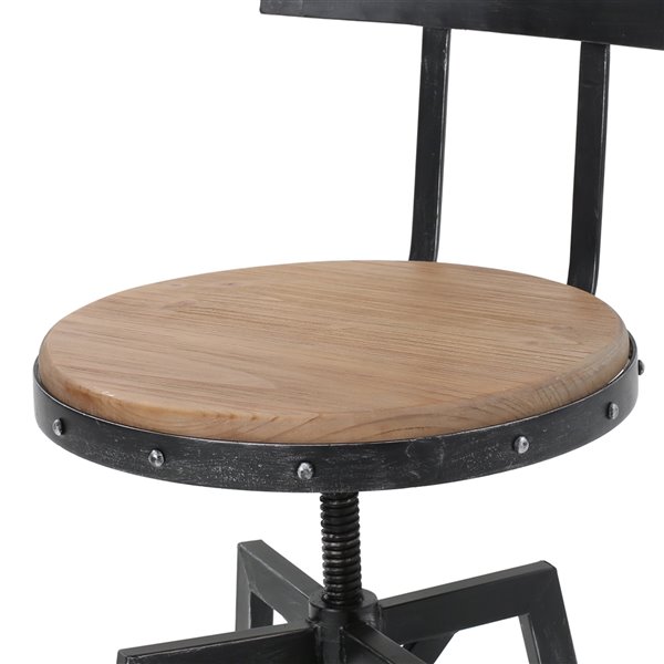 Best Selling Home Decor Jutte Black Brush Silver Firwood Smooth Back Bar Stool - Adjustable height - Each