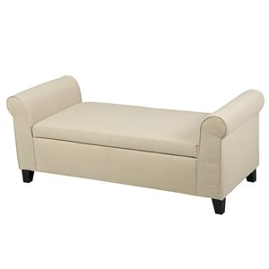 Best Selling Home Decor Hayes Armed Beige Fabric Rectangle Storage Bench