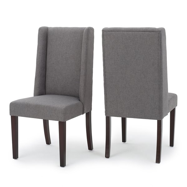 Rory Dark Grey Fabric Dining Chair Set, High Back Grey Fabric Dining Chairs