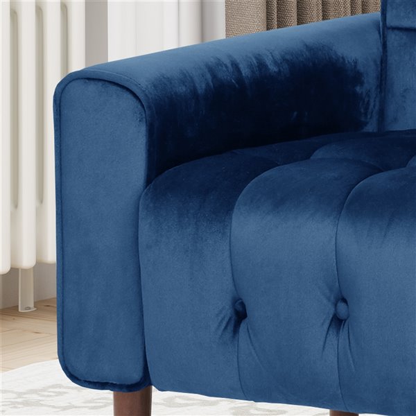 Best Selling Home Decor Bourchier Velvet Armchair Modern Glam Button-Tufted, Waffle Stitching, Navy Blue  (Set of 1)