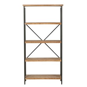 Best Selling Home Décor Winsten Antique Brown and Brushed Black Rust Metal 4-Shelf Standard Bookcase