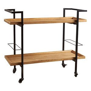 Best Selling Home Décor Gerard Industrial Natural Finished Wooden Bar Cart