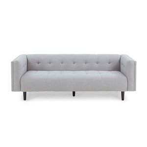 Best Selling Home Décor Ludwig Midcentury Fabric Upholstered Tufted 3 seater Sofa,  Light Gray and Dark Brown
