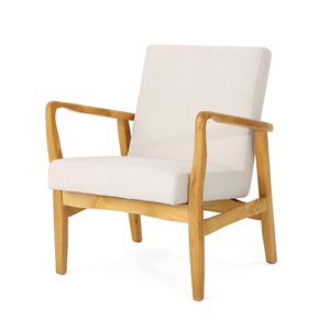 Best Selling Home Decor Perseus Mid Century Modern Fabric Club Chair, Ivory  (Set of 1)
