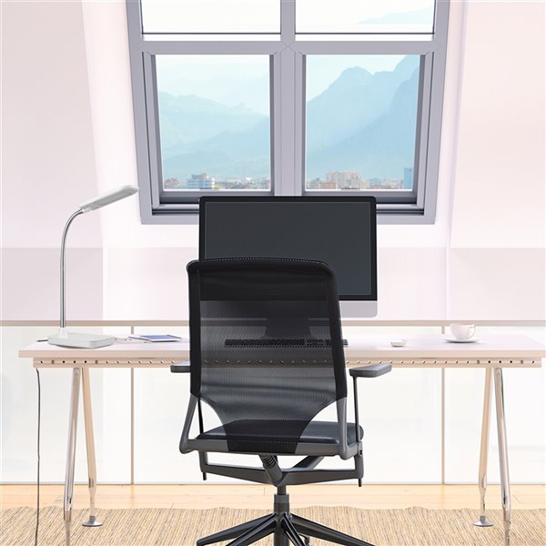 Lampe de bureau de Globe Electric à ampoule DEL intégrée, fini blanc et chrome