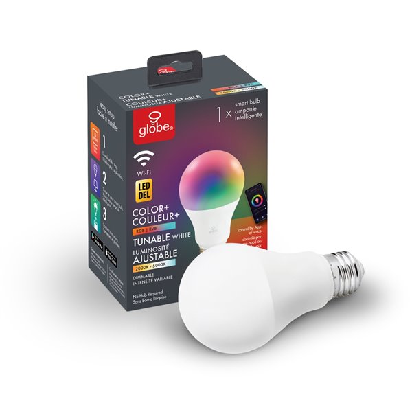 Ampoule Globe Electric DEL intelligente de couleur blanc réglable et changeante