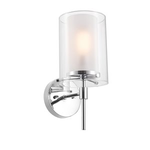 Applique murale Evelina de Globe Electric à 1 lumière, chrome et abat-jour en verre givré