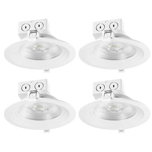 Ensemble d'éclairage Globe Electric encastré blanc DEL intégrée 6 po, pqt de 4