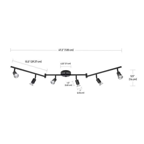 Globe Electric Payton 6-Light Foldable Track Lighting - Black