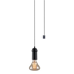 Globe Electric Edison 1-Light Plug-In Mini Pendant - Matte Black