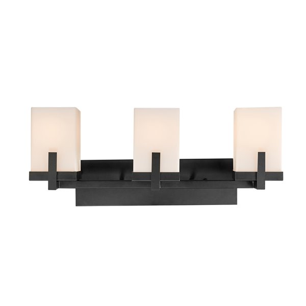 Globe Electric Helena 3-Light Vanity Light Dark Bronze with Frosted Glass Shades