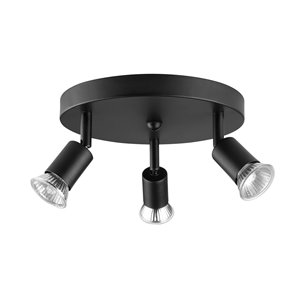 Rail d'éclairage Payton de Globe Electric à 3 lumières et têtes pivotantes, noir