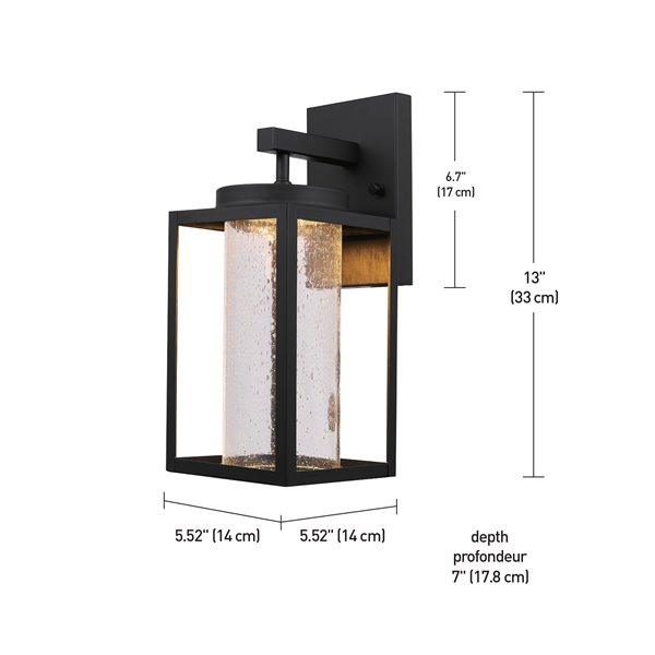 Globe Electric Capulet LED Integrated Outdoor Indoor Wall Sconce - Black