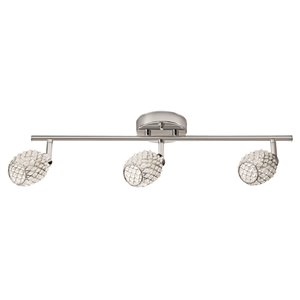 Ensemble de 3 mini-luminaires sur rail Sienna de Globe Electric, chrome et abat-jours perlés