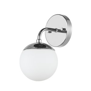 Luminaire de vanité Vega de Globe Electric à 1 lumière, chrome avec abat-jour en verre givré