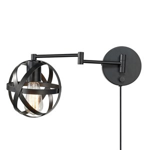 Applique murale Tatum de Globe Electric enfichable ou câblée à 1 lumière, bronze foncé