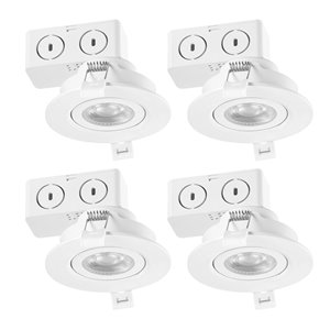 Ensemble d'éclairage Globe Electric encastré ampoule DEL intégrée 3 po, pqt de 4