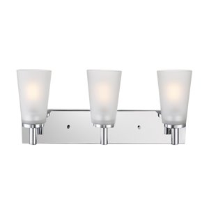 Globe Electric Alyssa 3-Light Vanity Light Chrome with Frosted Glass Shades