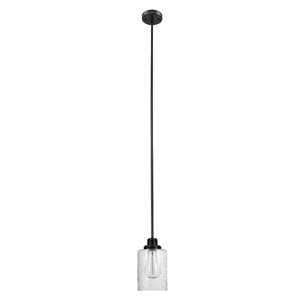 Globe Electric Annecy 1-Light Pendant Dark Bronze with Seeded Glass Shade