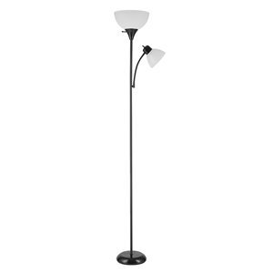 Globe Electric Delilah Torchiere Floor Lamp with Adjustable Reading Light - 72-in - Matte Black