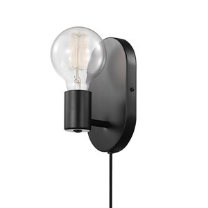 Globe Electric Novogratz x Globe Linus 1-Light Plug-In or Hardwire Wall Sconce - Matte Black