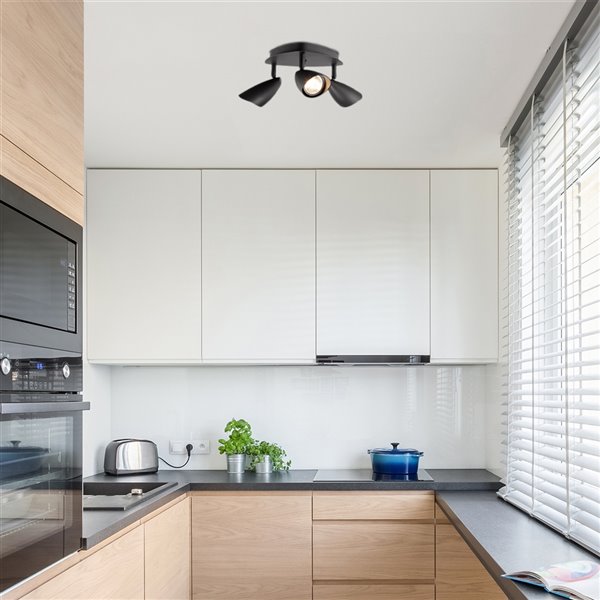 Globe Electric Grayson 3-Light Track Lighting Canopy - Matte Black