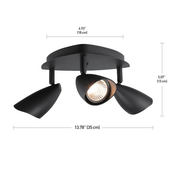 Globe Electric Grayson 3-Light Track Lighting Canopy - Matte Black