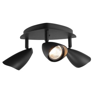 Rail d'éclairage Grayson de Globe Electric à 3 lumières, fini noir mat