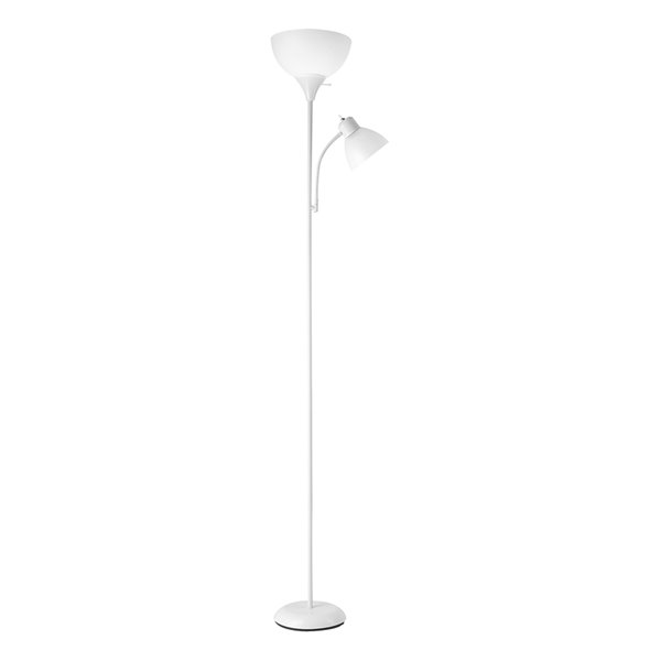Globe Electric Delilah Torchiere Floor Lamp with Adjustable Reading Light - 72-in - Matte White