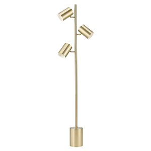 Lampe sur pied Pratt de Globe Electric à 3 lumières, or mat doux, 63 po