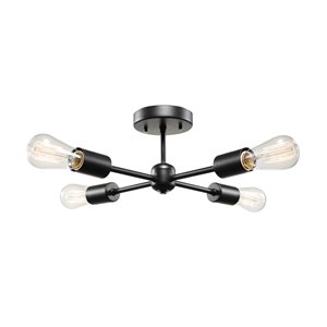 Globe Electric Vane 4-Light Matte Black Flush Mount Ceiling Light