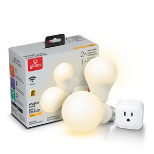 Ensemble de démarrage Globe Electric Wi-Fi intelligente, 1x prise Wi-Fi, 2x ampoules à DEL