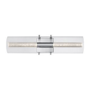 Globe Electric Aurora 2-Light LED Integrated Vanity Light Chrome with Acrylic Bubble Glass