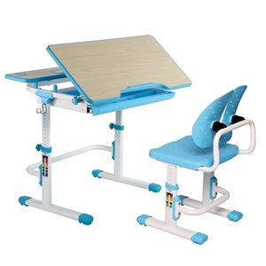 TygerClaw Height Adjustable Childrens Desk with Storage - 38.6-in x 37.8-in - Blue